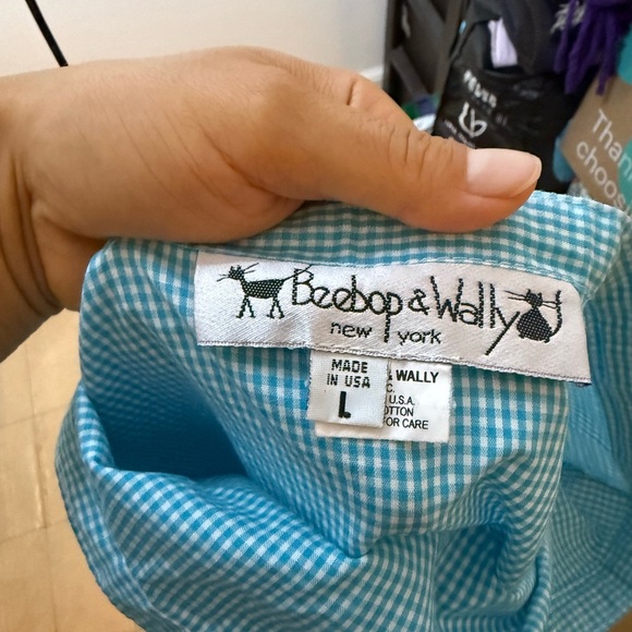 Beebop & Wally Vintage Cottagecore Blue Gingham Floral Lace Trim Skirt - Picture 3 of 5